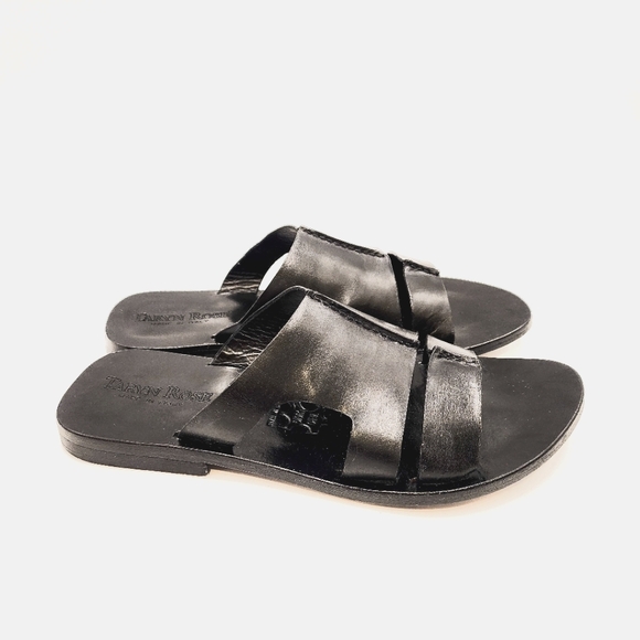 Taryn Rose Black Leather Sandals Slides Shoes EU 42 US 9 - Picture 3 of 7